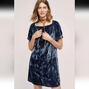 ANTHROPOLOGIE FLOREAT CRINKLED VELVET DRESS XS